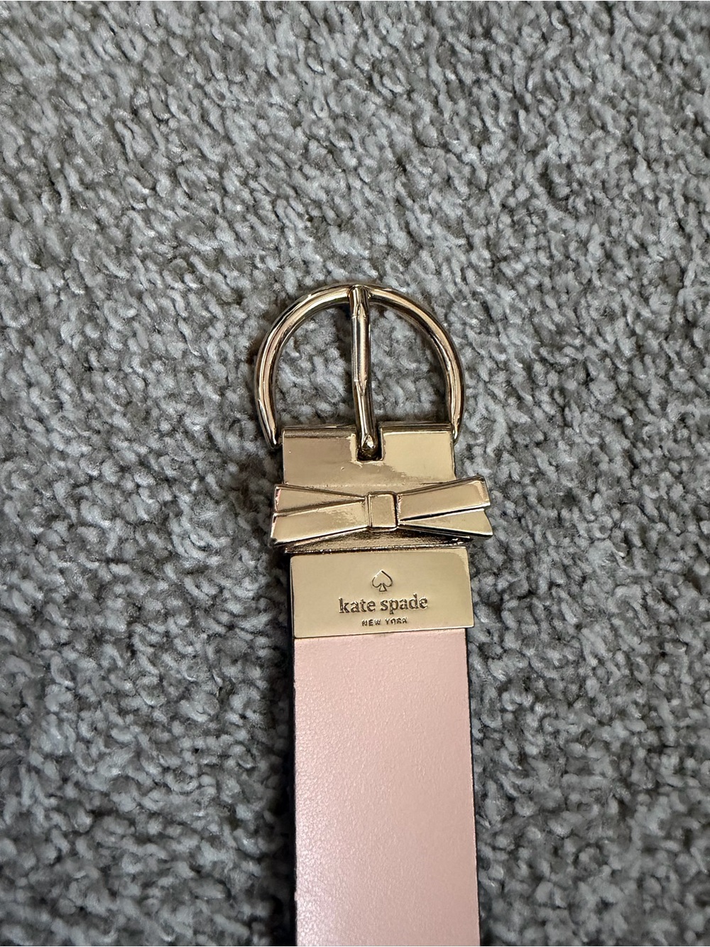 kate spade reversible Blue/Pale Pink Leather Belt with Gold Bow Buckle